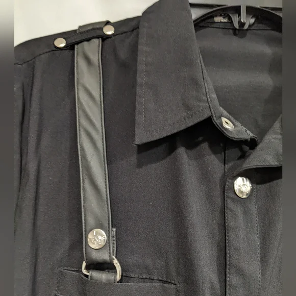 Lip Service Gangsta Pranksta Shirt Long Sleeve Button Down, Gothic Punk, Size M - Picture 2 of 7